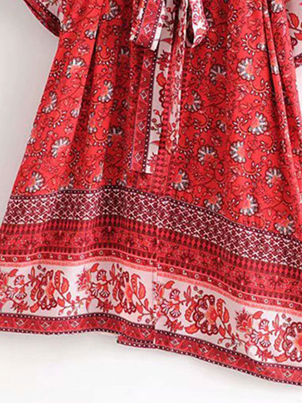 Mariée à imprimer floral Viscose de coton rouge