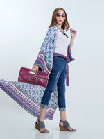 Evatrends cotton gown robe printed kimonos, Outerwear, cotton, Nightwear, long kimono, Board Sleeves, loose fitting, Floral Print , Belted