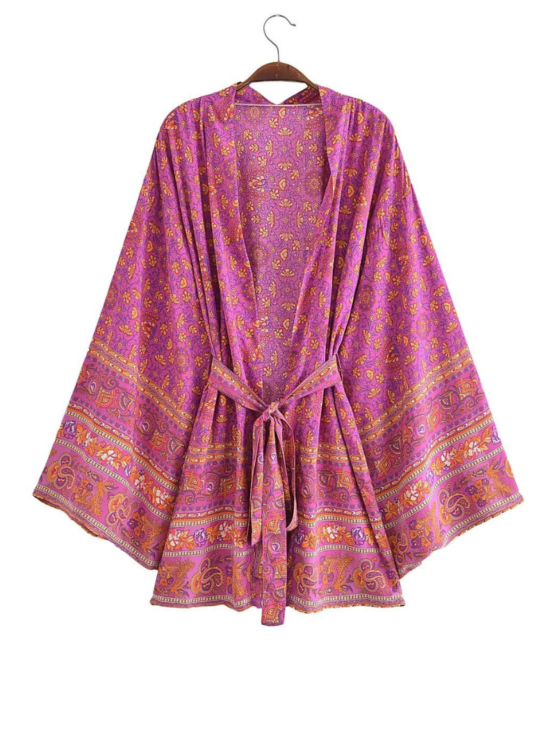 Women's pink short Print Kimono