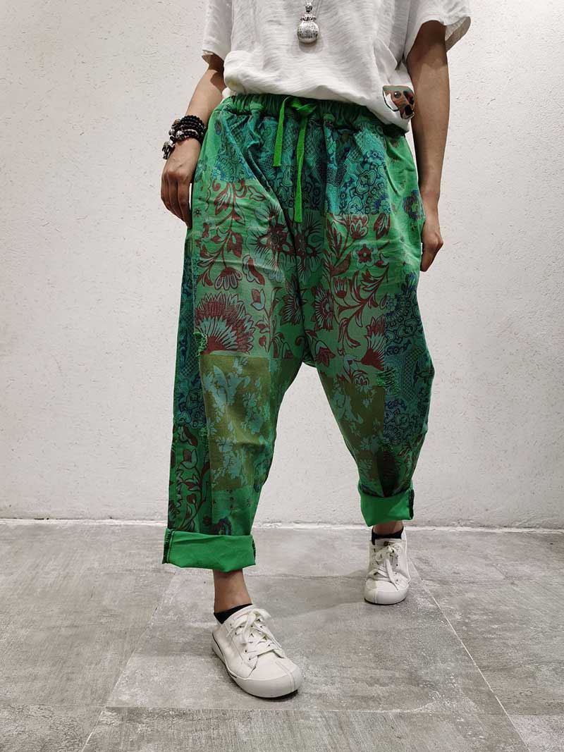 Evatrends Cotton Pant, Bottom, Double side Pockets, Elastic Waist, Cropped Pant, Printed pant, Elastic waist ethnic style   