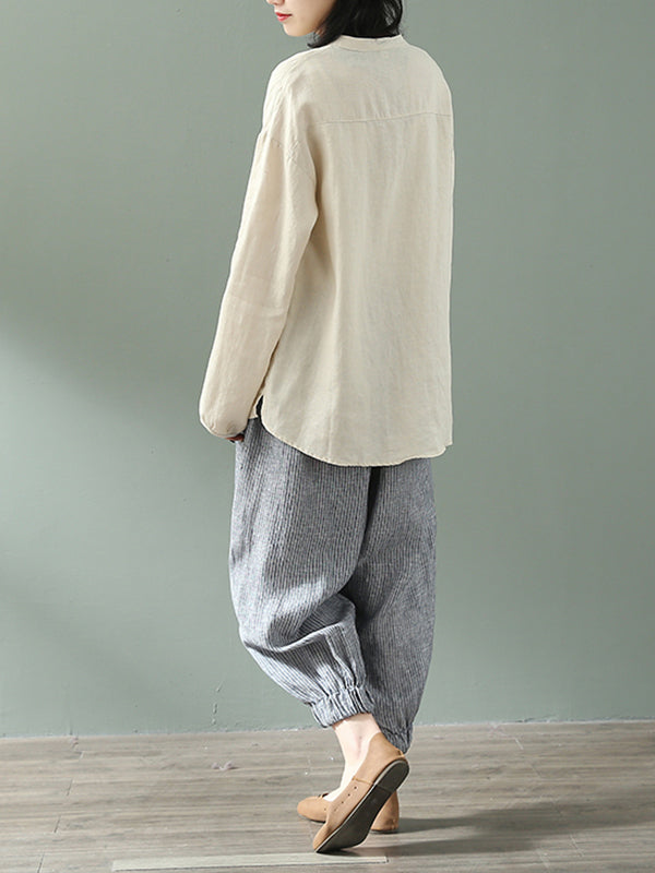 Pantalon de coton et de lin à roues à roues