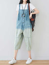 Dungarees cotton denim ripped jeans ,vintage retro style overall, Adjustable straps, Cropped pant