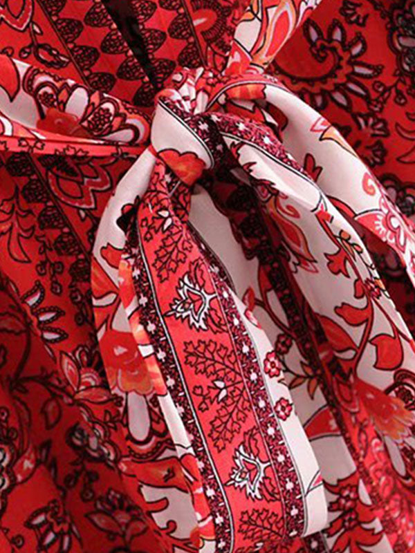 Mariée à imprimer floral Viscose de coton rouge