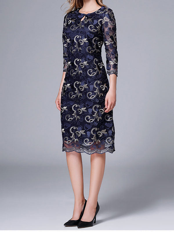 Robe midi en dentelle au crochet