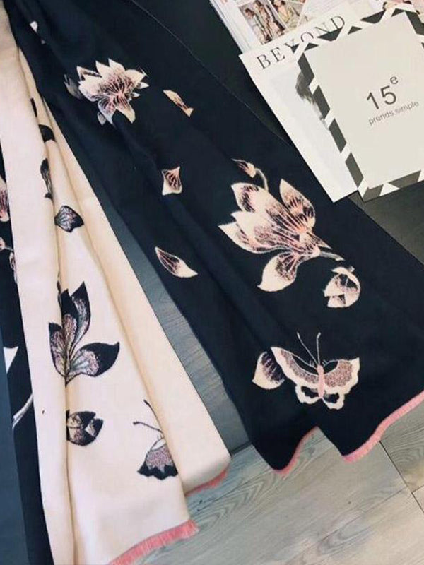 Écharpe de laine de couronne de fleur de luxe