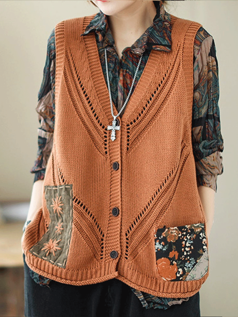 Patch samedi soir coton gilet en tricot Femme Sweater Cardigan