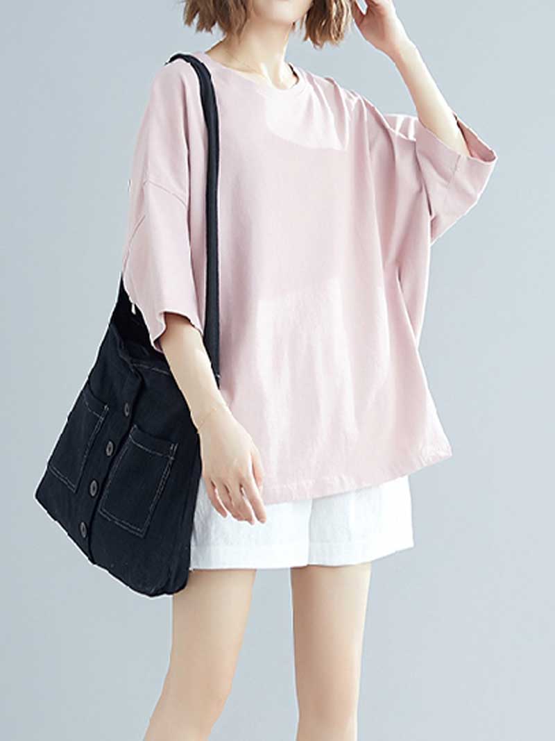 Evatrends Cotton Top, Summer wear, Short sleeves, Plain top, Round Neck Wear With Jeans pant 