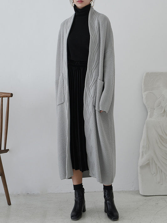 Diamond Long Cardigan Sweater com bolso