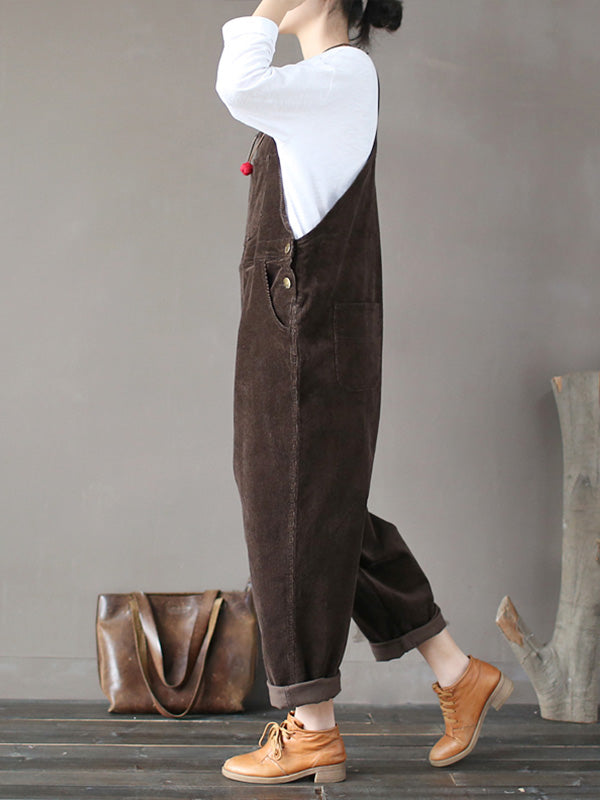 Women’s Casual Corduroy Overalls