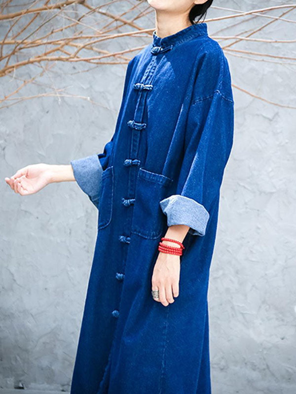 Manteau en jean de poche couchée