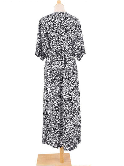 Evatrends cotton gown robe printed kimonos, Outerwear, Nightwear, Rayon, Board Sleeves, Different colors, Leopard print,