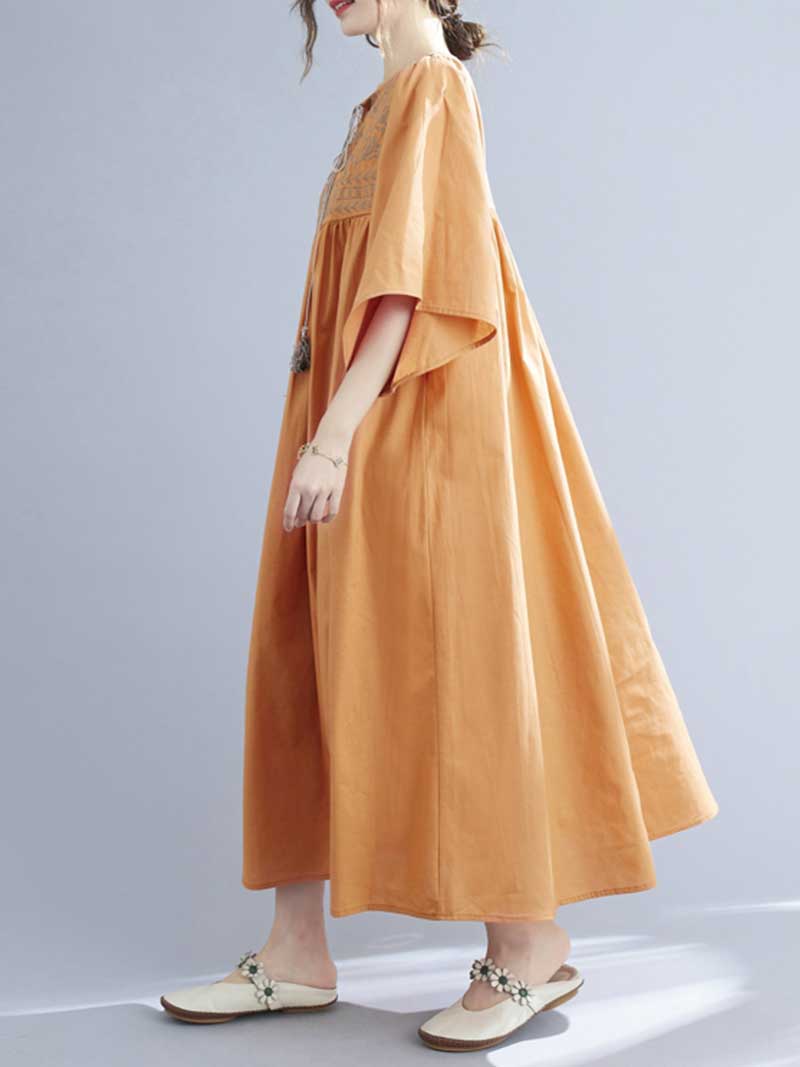 Embroidered Polyester  A-Line Dress