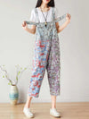 Dungarees, cotton denim, vintage retro style, overall, Cotton 71%-80%, Cropped Pant, Adjustable Straps, Non-Stretchable, Printed