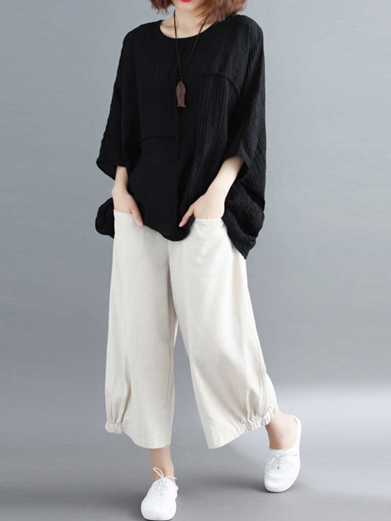 Evatrends Cotton Top, Summer wear, Bat sleeves, Plain top, Round Neck Wear With Jeans pant or Trouser