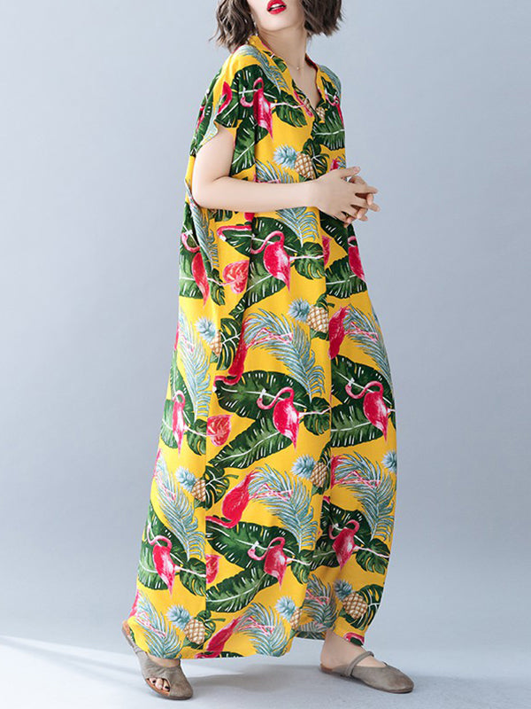 Feuilles de palmier et robe de Kaftan Flamingo Plus taille