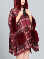 Feelfery Fluffery Plaid Impresión Cape Cardigan de talla grande