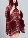 Feeling Fluffery Plaid Print Plus Size Cape Cardigan