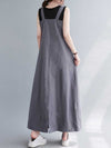 Plain Cotton Sleeveless Salopette Dress