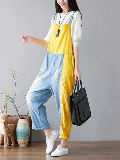 Dungarees cotton denim,  Trousers, vintage retro style overall, Adjustable Straps