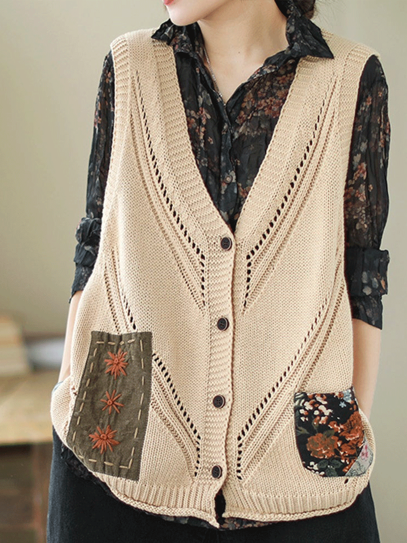 Patch samedi soir coton gilet en tricot Femme Sweater Cardigan