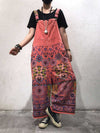 Dungarees cotton, floral, vintage, retro style overall, Ethnic Print, Adjustable Straps, Trousers