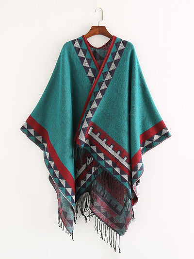 Ethnic Style Front Open Shawl Cardigan