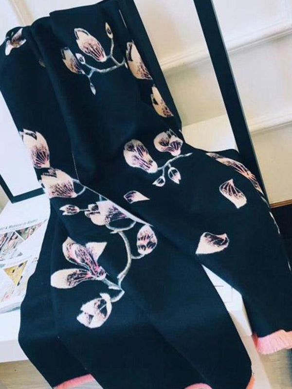 Écharpe de laine de couronne de fleur de luxe