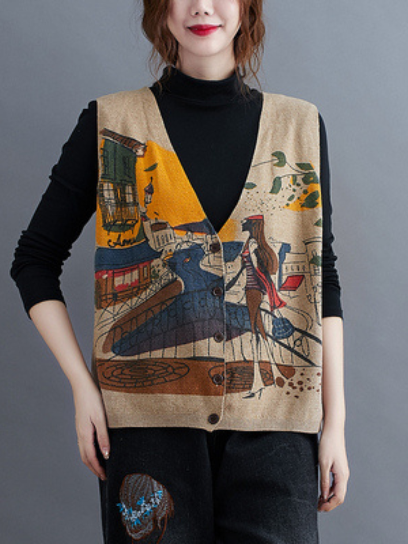 Women's Print Knitted Cardigan
