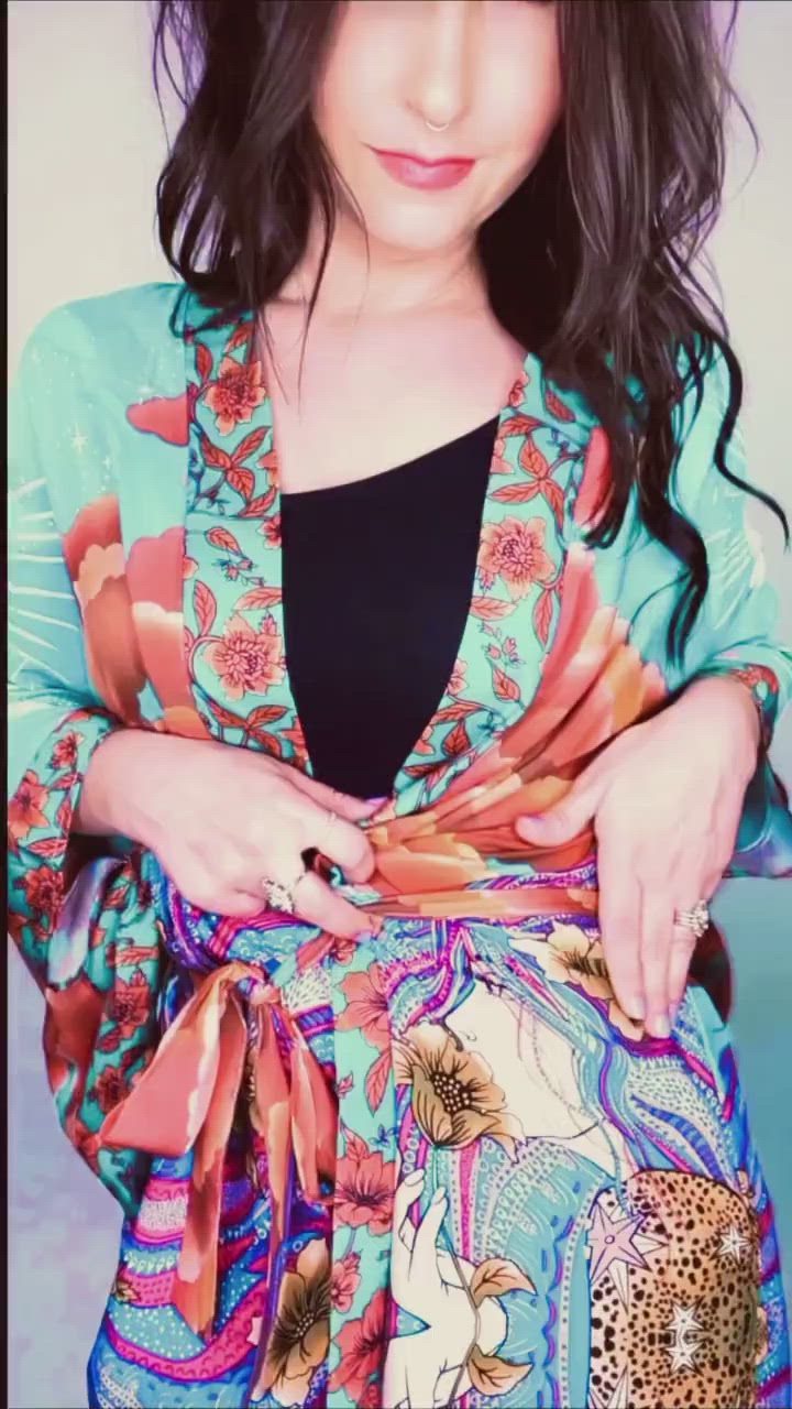 Evatrends cotton gown robe printed kimonos, Outerwear, Cotton, Nightwear, short kimono, Reglan sleeves, long Sleeves, loose fitting, floral print, Plant flower, Belted