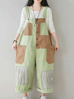 Dungarees cotton denim ripped jeans floral vintage retro style overall