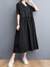 Plain Cotton Short Sleeve A-Line Dress