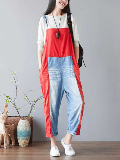 Dungarees cotton denim,  Trousers, vintage retro style overall, Adjustable Straps