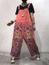 Dungarees cotton, floral, vintage, retro style overall, Ethnic Print, Adjustable Straps, Trousers