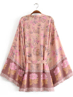 Evatrends cotton gown robe printed kimonos, Outerwear, Cotton, Viscose, Nightwear, long kimono, Bordered sleeves & bottom, Kimono Broad Long sleeves, loose fitting, Floral Bohemian Print, Belted