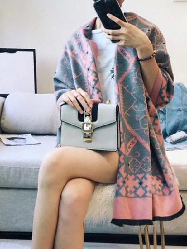 Écharpe en laine de blocs de couleur monogramme