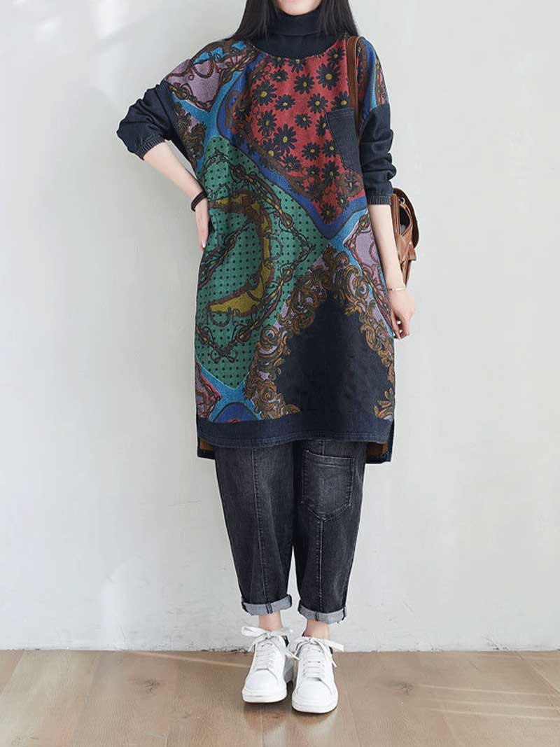 Black Women's Sweater Midi Dress