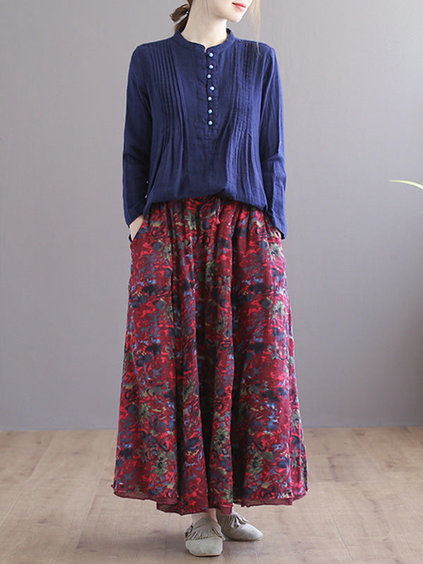 Jupe d'impression florale double couches