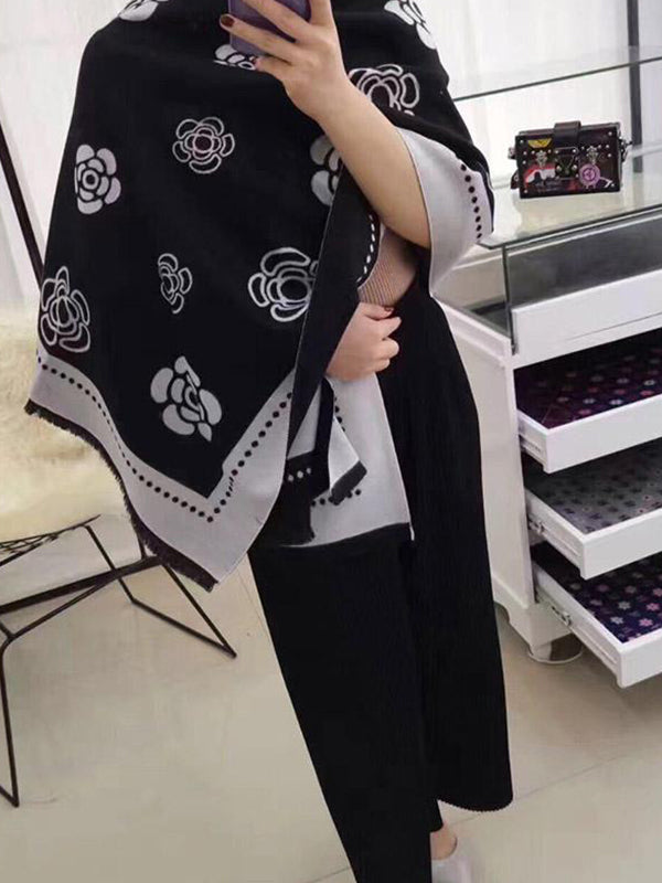 Écharpe en laine florale