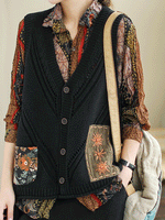 Saturday Night Patch algodão Cardigan de suéter de malha de algodão