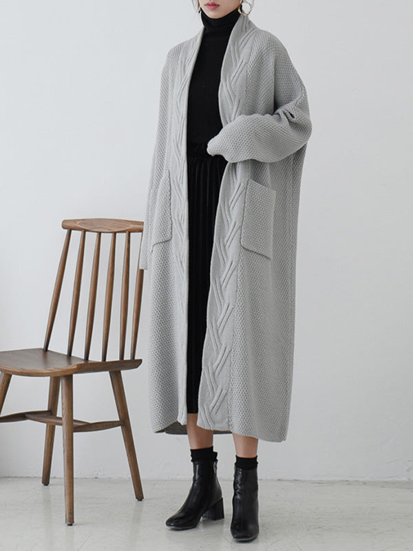 Diamond Long Cardigan Sweater com bolso