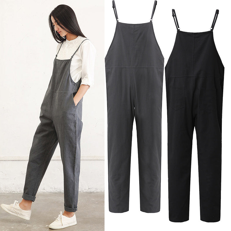 M-5XL Casual Women Side Button Strap macacão