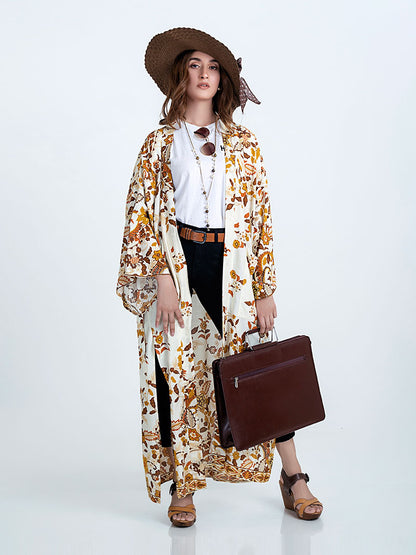 Evatrends cotton gown robe printed kimonos, Outerwear, cotton, Nightwear, long kimono, Board Sleeves, Double pocket, loose fitting, Floral print, Belted