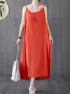 Plain Cotton Sleeveless A-Line Dress