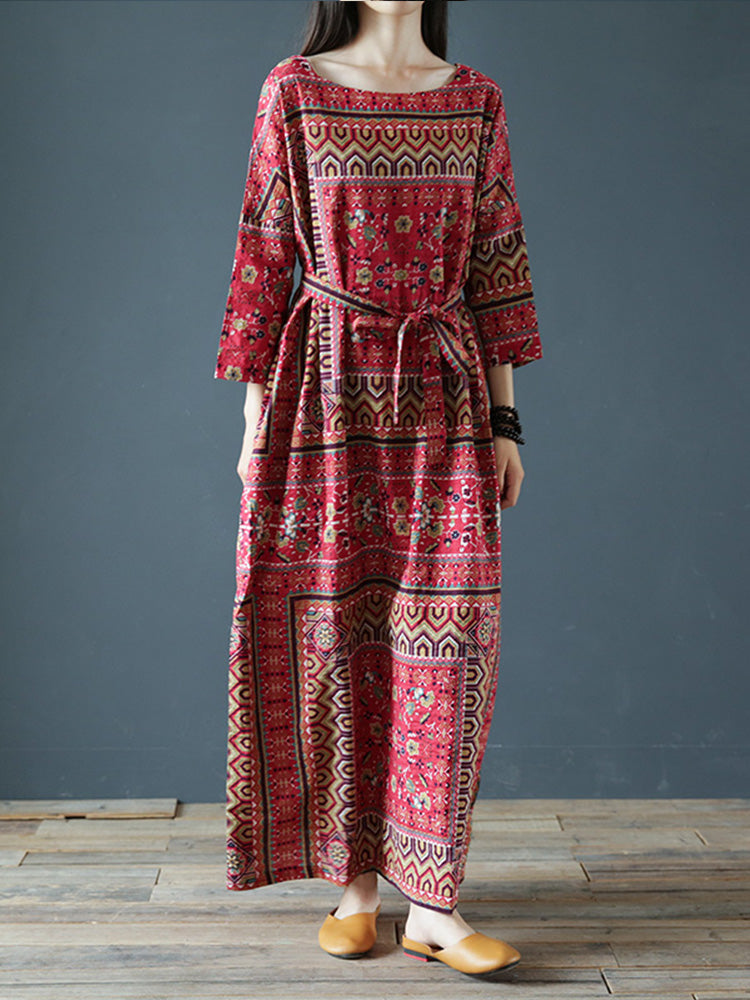 Women's Summer Maxi Dress with Belt