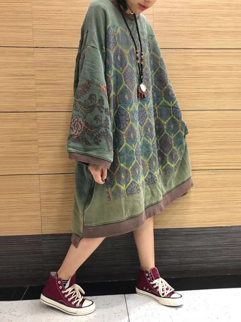 green mid-length sweater dress for women