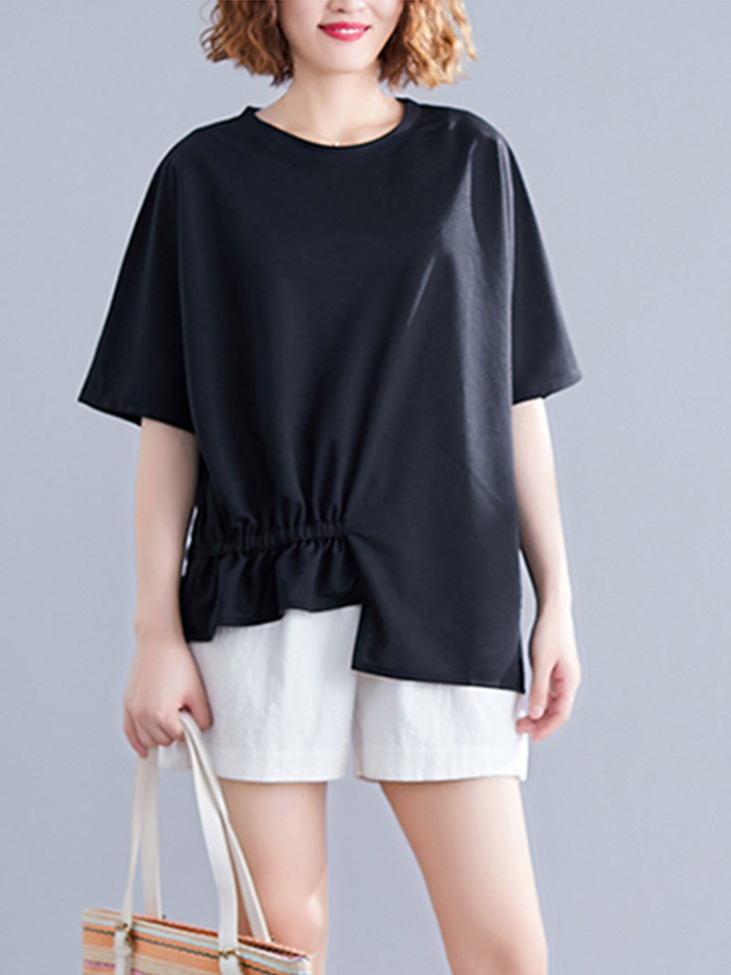 Women's One Side Elastic Waist Tops