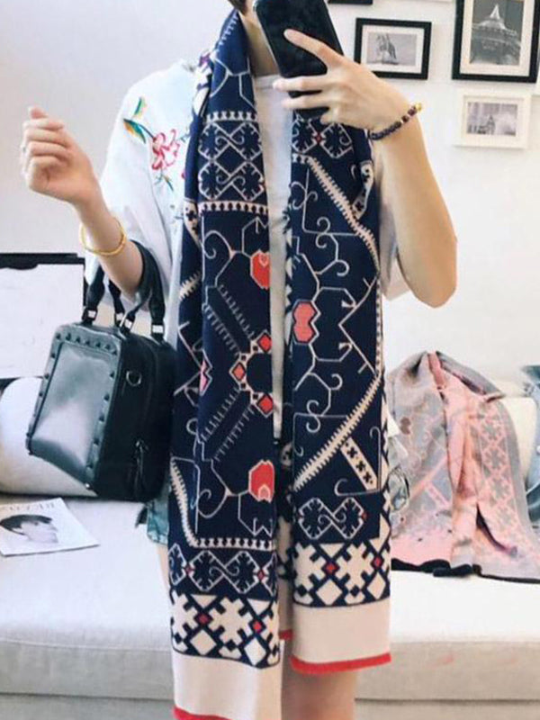 Écharpe en laine de blocs de couleur monogramme