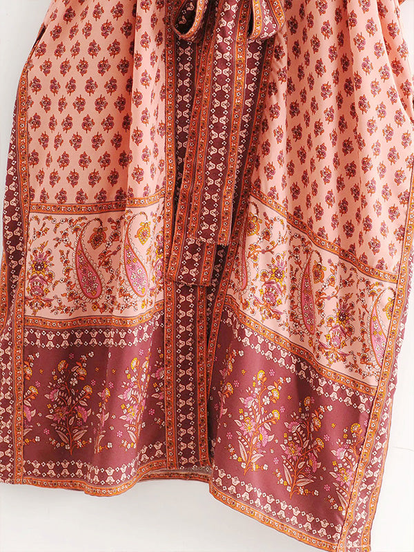 Nightwear Long Kimono Floral Polyester Robe Kimono Robe