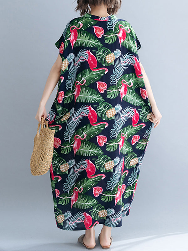 Feuilles de palmier et robe de Kaftan Flamingo Plus taille