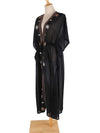 Evatrends cotton gown robe printed kimonos, Outerwear, Chiffon, Nightwear, long kimono, Board Sleeves, Black color, loose fitting, Embroided, fashionshow, kimono,